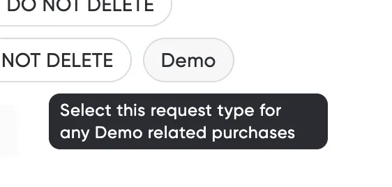 A Request Type tooltip shown on hover