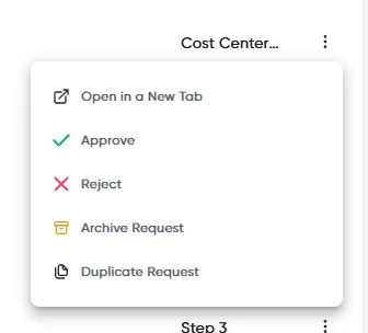 The three-dot menu on a request row