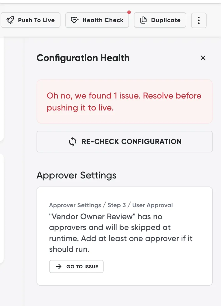 Checking a Schema Before You Go Live (Configuration Health)