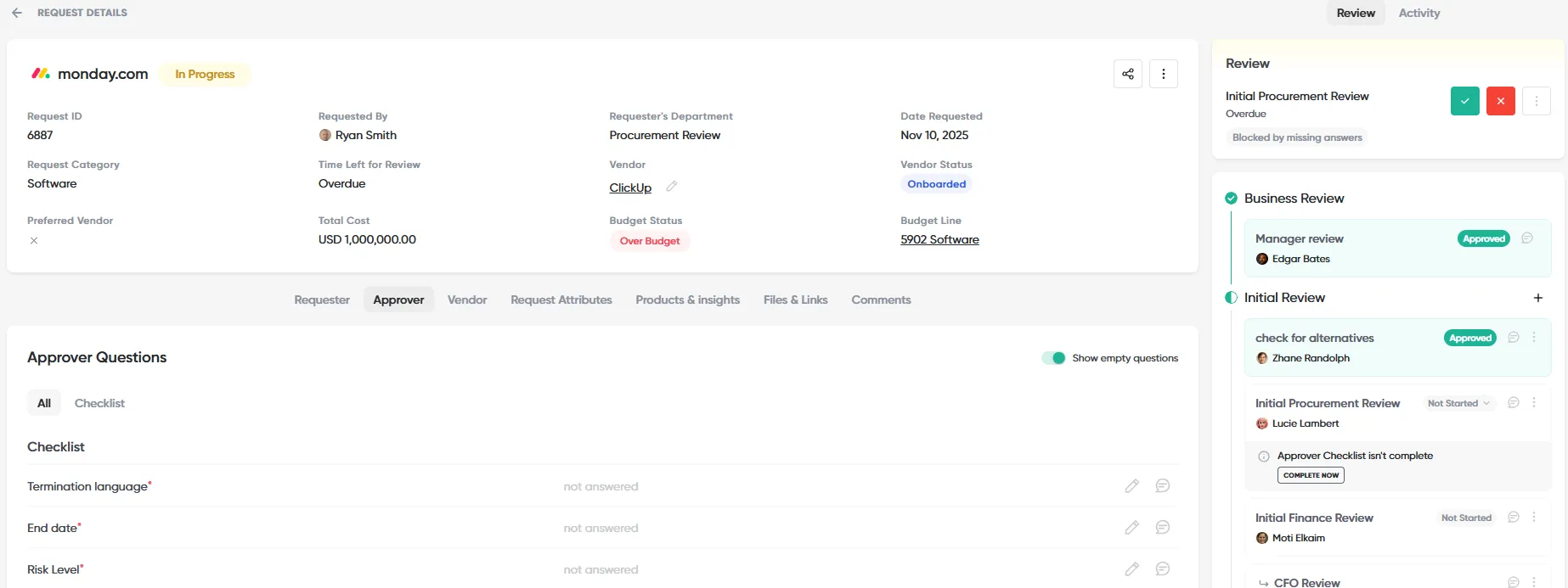 Reviewing a Request