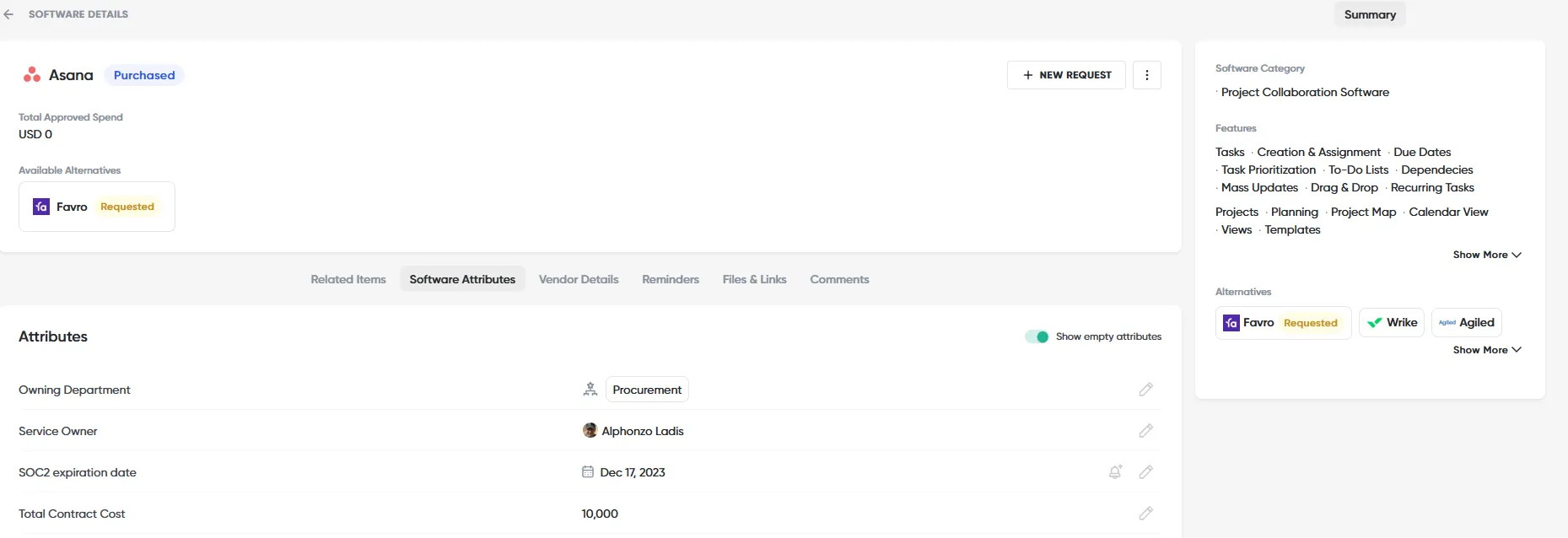 Reviewing Vendor and Software Details