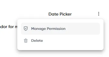 The attribute's three-dot menu, showing Manage Permission and Delete