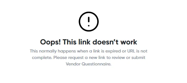 The "Oops! This link doesn't work" page shown for an expired or incomplete link